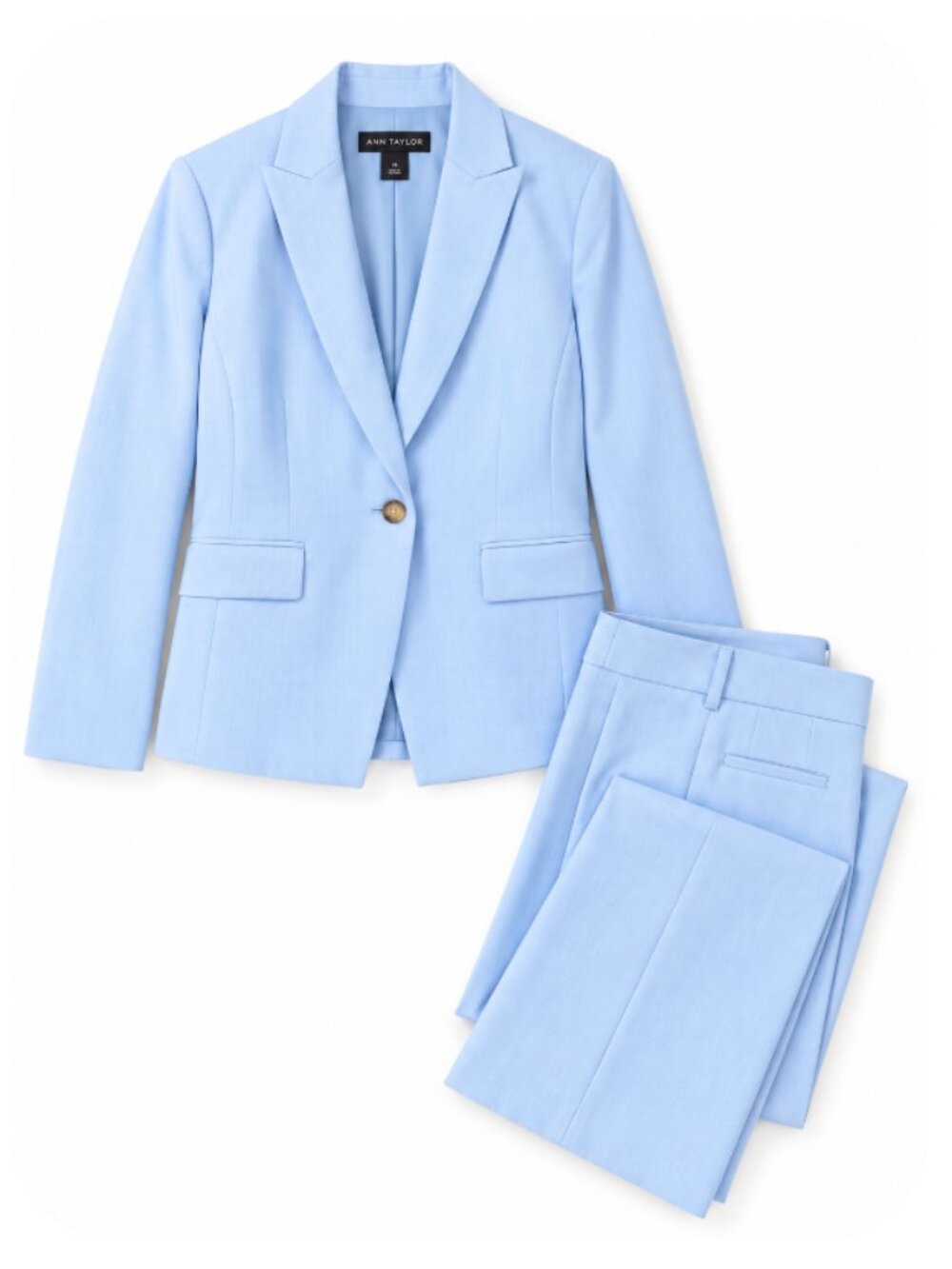 Ann Taylor Ojai Sky Linen Twill Suit Blazer 16 & Wide Leg Pants 14